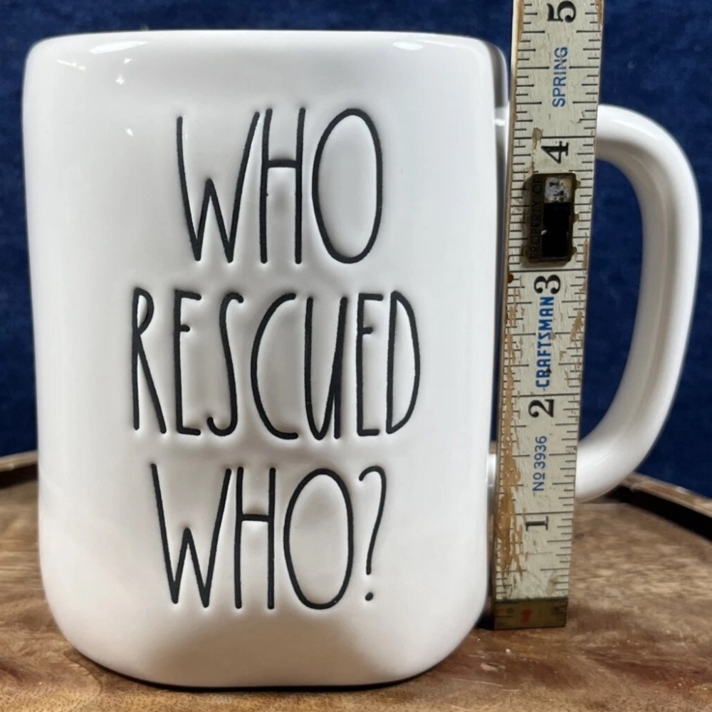 Rae Dunn Artisan Collection 192 WHO RESCUED WHO? Mug - Picture 3 of 3
